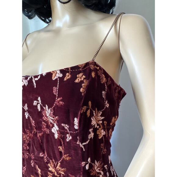 Vintage Oscar de la Renta Velvet Burnout Floral Slip dress chain straps M - Picture 12 of 17